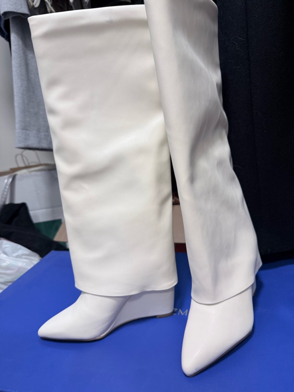 Madden Girl White Knee-High Wedge Ankle Boots